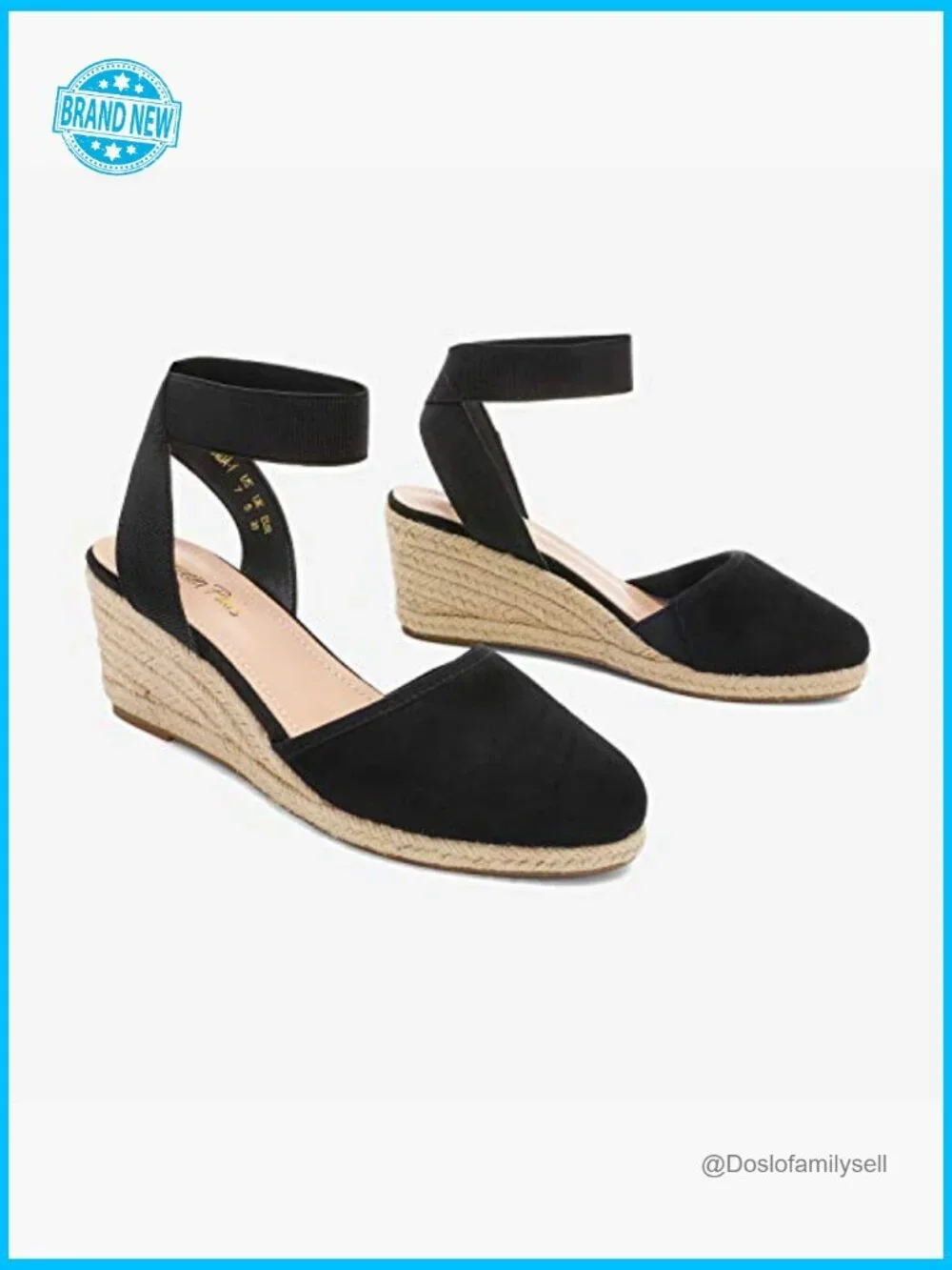 Wedge Sandals Elastic Ankle Strap Espadrilles Summer Closed Toe Comfortable